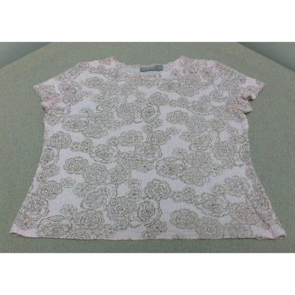 Croft & Barrow Women's Shirt Floral Print Stretch Cap Sleeve Pullover (Sze Lg.) - Picture 2 of 16